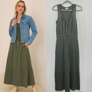 Pact NWOT Women's Black Organic Cotton Relaxed Slub Tank Maxi Dress size Small